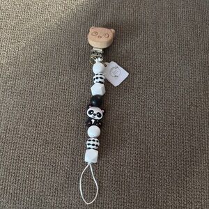 Cute Panda Beaded Pacifier Clip